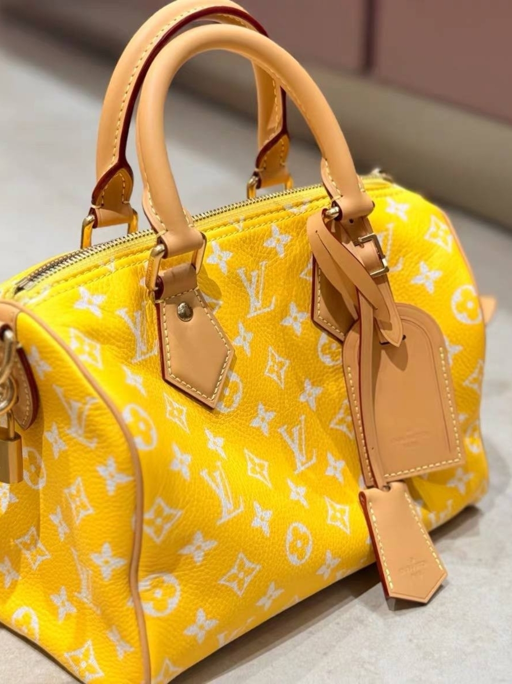 Louis Vuitton Yellow Monogram Speedy Bandoulière Small Satchel